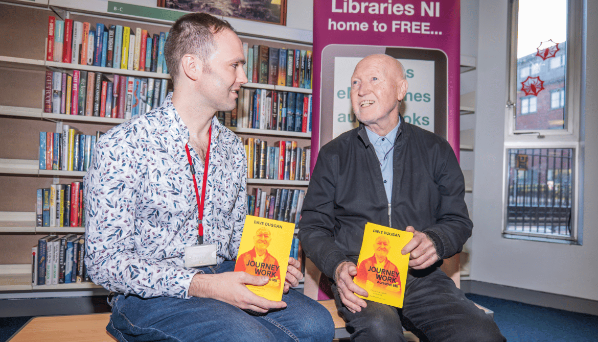 Nerve Centre Donates Copies of Dave Duggan's book Journeywork, a Creative Life to Derry Central Library