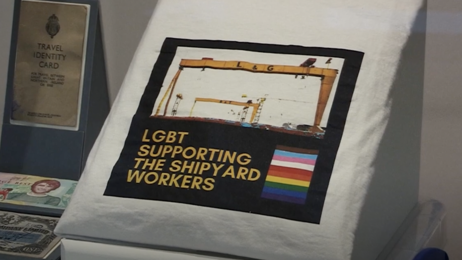 LGBT Supporting the Shipyard Workers T-shirt, an example artefact in the Collecting the Past/Making the Future Exhibition